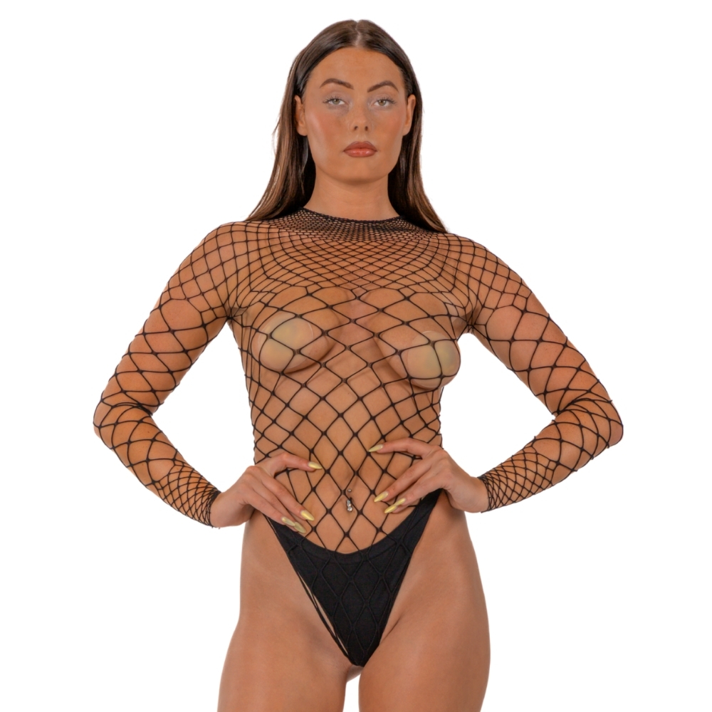 Lace par LJ Body en Dentelle à Manches Longues Noir