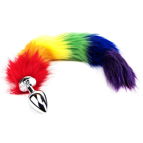 Flauschiger Fantasie Regenbogen Schwanz Butt Plug